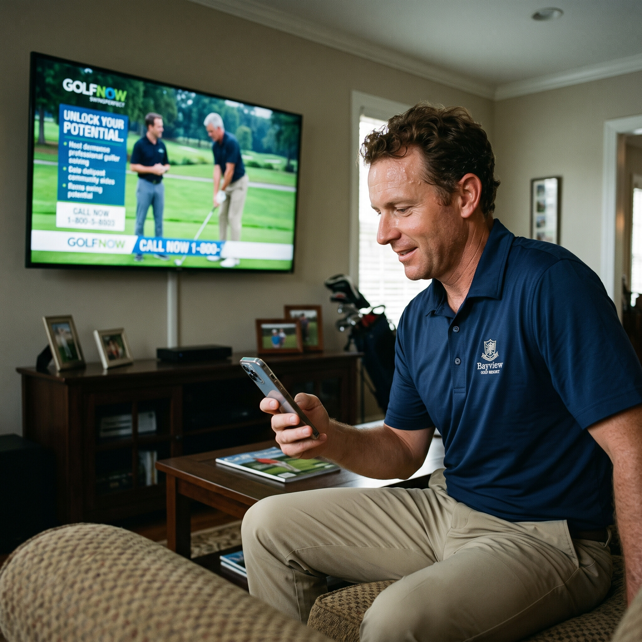 golf addict ordering product from TV late night